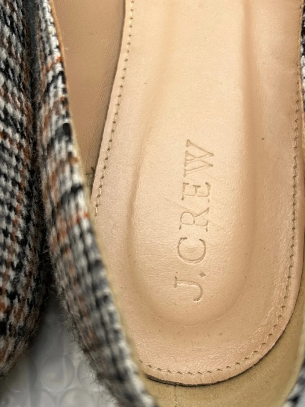 J.Crew Plaid Strappy Pointy Toe Ballet Flats Triple Cross Strap Women's 7.5